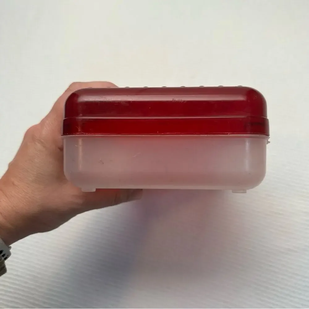 Vintage 90s Spacemaker Pencil Box red/clear